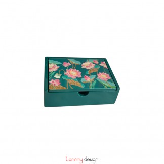 Hộp card visit sơn mài chữ nhật sen Đồng Tháp 8*11cm